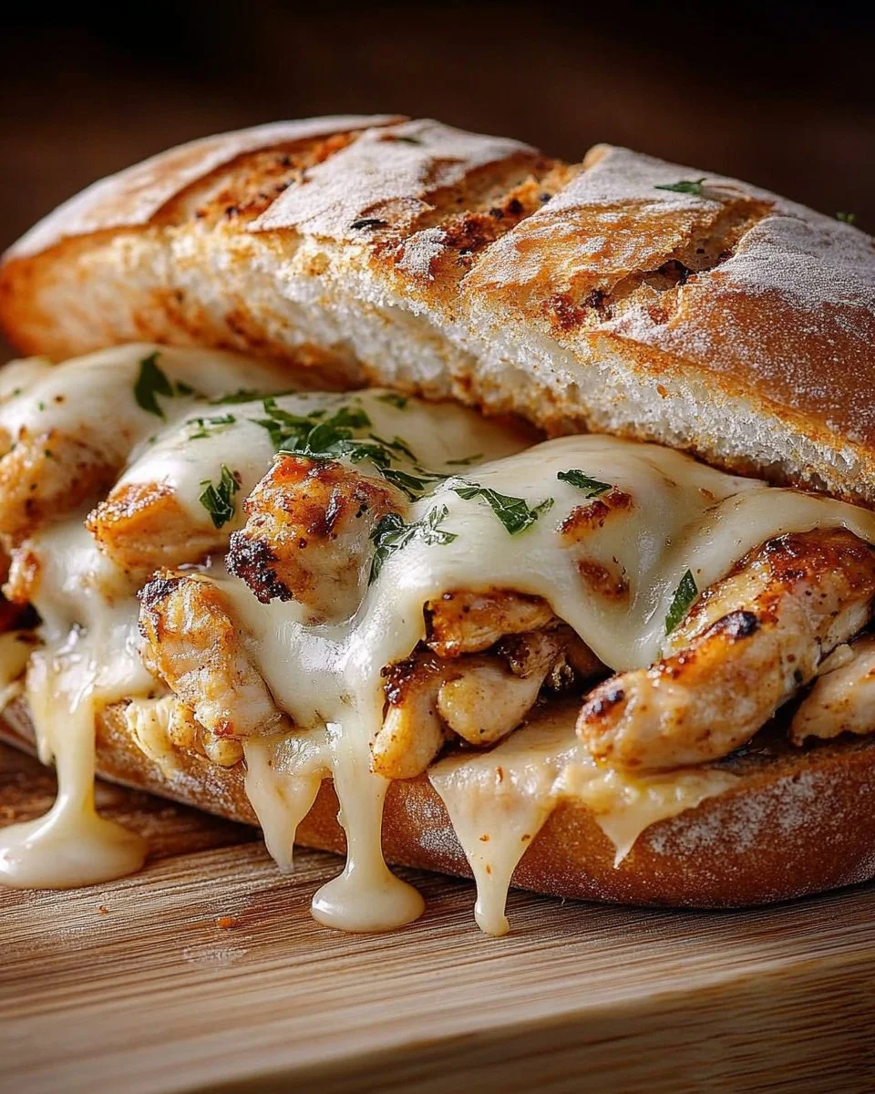 Chicken Alfredo Stuffed Garlic Bread Subs Recipe