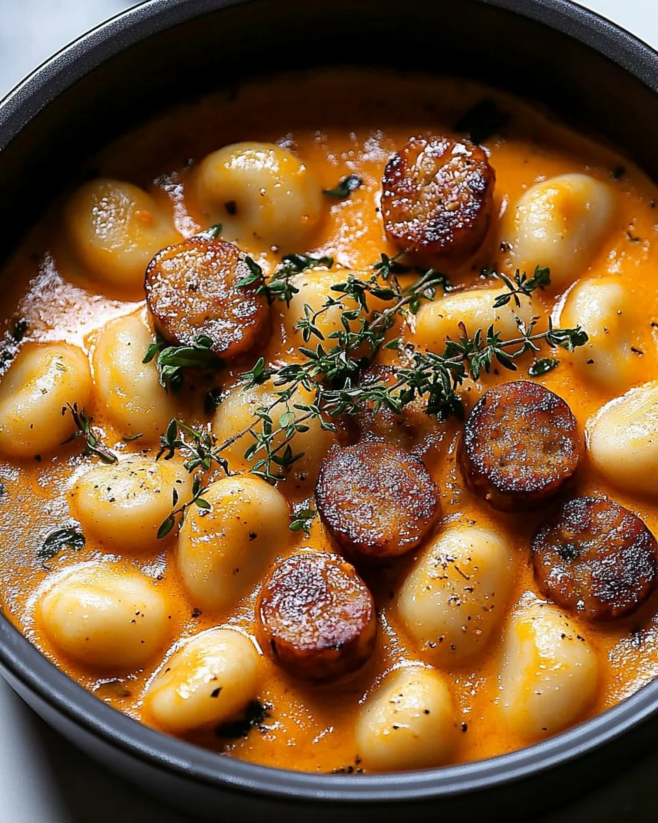 Delectably Creamy Butternut Squash Gnocchi with Sausage
